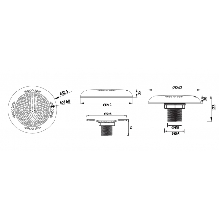 Lampa basenowa LED PHJ-FG-PC242 18 / 25 / 35 / 40 Watt, dowolny kolor+ RGB